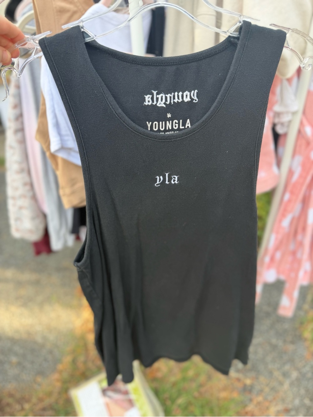 YoungLA Black Tank Top with YLA Chest Logo